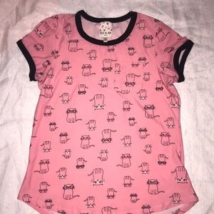 BELLE du JOUR pink cats shirt